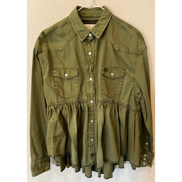 FREE PEOPLE Dylan Button-Up Babydoll Shirt (XS) - Picture 9 of 9